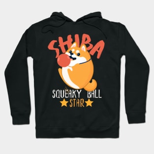 Shiba Sqeaky Ball Star, Cute Kawaii Shiba Inu Hoodie